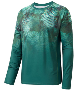 Maillot de pêche personnalisé à manches longues avec protection solaire UPF 50+, séchage rapide, évacuation de l'humidité, antibactérien - Product Image 1