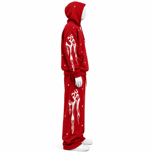 AMSEC INDUSTRY Survêtement Streetwear Personnalisé avec Sérigraphie Effet Délavé à l'Acide, Molleton Lourd 100% Coton, Sweat à Capuche Classique et Pantalon de Survêtement - Product Image 6