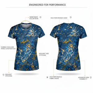เสื้อยืดออกกำลังกายแขนสั้นทรงสลิมฟิต ระบายอากาศได้ดี ผ้ายืดหยุ่น ผลิตจากผ้าสแปนเด็กซ์และโพลีเอสเตอร์ ดีไซน์แบบซับลิเมชั่น - Product Image 2