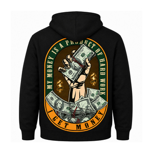 Sudadera con Capucha Estilo Urbano para Hombre, Negra, de Algodón y Felpa, con Logotipo de Oso Estampado, Bolsillo Delantero, Corte Regular, Informal de Invierno, Ecológica, Servicio OEM - Product Image 6