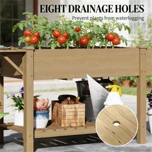 Bac de jardin surélevé en bois carbonisé, abri de jardin pour la plantation et solution de rangement - Product Image 4