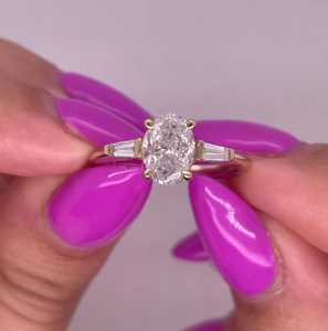 Moissanite 3CT Oval Cut Diamond Three Stone <b>Ring</b> For Unisex original 925 Silver With Gold Plated For Wedding Bridal Promise Gift - Product Image 3