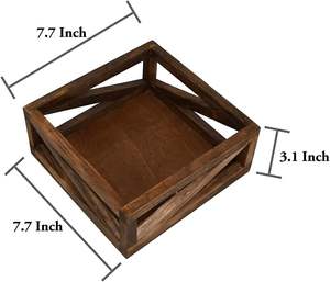 Porta Servilletas Rústico Marrón de Madera Maciza para Mesa de Cocina y Encimeras, Decoración Estilo Granja para Casa, Oficina, Cafetería, Bar - Product Image 6