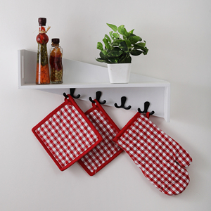 100% Cotton Oven Mitts <b>Pot</b> <b>Holders</b> Black Design Higher Heat Resistant 17x32cm Neolino Series Customized Logo Gift Waterproof - Product Image 5