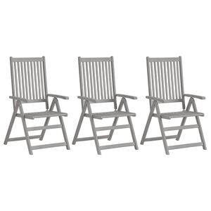 3-Piece Patio <b>Reclining</b> <b>Garden</b> <b>Chairs</b> with Cushions Solid Acacia <b>Wood</b> - Product Image 2