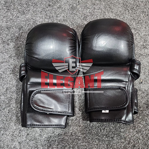 Guantes de Entrenamiento MMA de Cuero PU Negro, Transpirables, con Protección en la Palma, Cierre, Material Suave Antideslizante, Colores Personalizables - Product Image 2