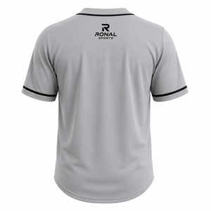 Nouveau maillot de baseball d'hiver pour homme, imprimé, à manches courtes, pour équipe, 100 % polyester, Ronal Sports, 140 g, col baseball - Product Image 2