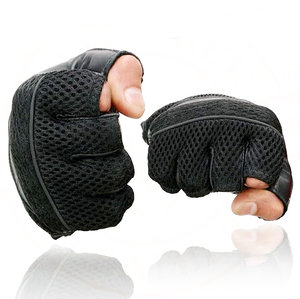 Gants sans doigts noirs brodés pour hommes Samroz Sports - Product Image 4