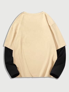 T-shirt à manches longues en coton double fil 100% de haute qualité pour hommes et femmes, impression numérique, tissu tricoté, jersey de coton - Product Image 2