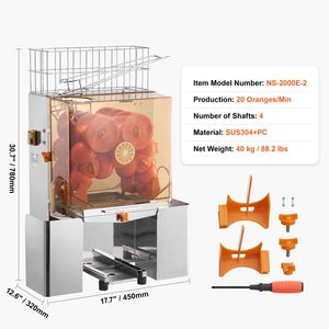 Spremiagrumi Automatico Commerciale in Acciaio Inox da 120W, 20 Arance al Minuto, Tensione 110V, Macchina per Spremere Arance - Product Image 6