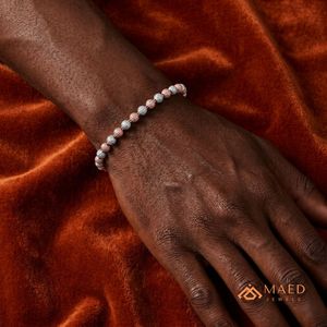 สร้อยข้อมือลูกปัดมอยส์ซาไนต์ชุบทองคำสีกุหลาบ ดีไซน์ทรงกลมหรูหรา สำหรับผู้ชาย ผู้หญิง งานปาร์ตี้ เครื่องประดับแฟชั่น ของขวัญ - Product Image 5