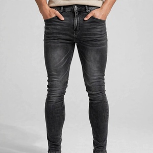 Jean en denim coupe droite pour homme, coupe régulière, poids moyen, respirant, en coton délavé, style streetwear décontracté, hip-hop, haute qualité - Product Image 1