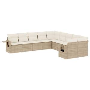 Beige Garden <b>Sofa</b> Set Outdoor <b>Rattan</b> Sectional With Cushions Contemporary Design For Patio And Yard - Product Image 2