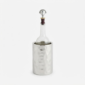 Custom Wholesale Stainless Steel <b>Ice</b> Bucket Hammered Metal Wine Chiller Bucket Double Wall Champagne <b>Cooler</b> For Bar Supplies - Product Image 3