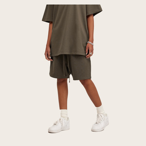 Shorts Bermuda en Coton Uni pour Homme avec Cordon de Serrage à la Taille, Style Décontracté Tricoté Respirant Taille Mi-Haute Style Streetwear - Product Image 1