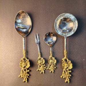 Juego de Cubiertos de Acero Inoxidable con Mango de Flor de Orquídea, Textura Martillada, Cucharas, Tenedores y Cucharas para Sopa para Catering de Bodas y Fiestas - Product Image 2