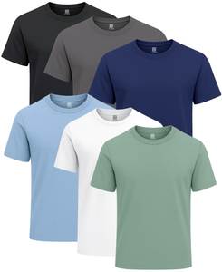 Men's Gray Short Sleeve Cotton <b>Bamboo</b> Fiber T-Shirt O-Neck Regular Fit Casual Jersey Knitted Front Silk <b>Screen</b> Anti-Pilling - Product Image 2