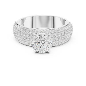 Anillo de Compromiso con Diamante Moissanite de Corte Redondo de 92.5 Quilates con Banda Pavé, Estilo Clásico, Joyería para Mujer - Product Image 2