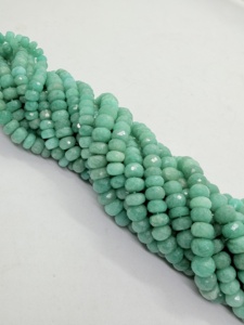 ลูกปัดอะเมโซไนต์ทรงรอนเดลล์ธรรมชาติขนาด 8 มม. ความยาว 16 นิ้ว สีฟ้าเขียว สำหรับทำเครื่องประดับ ขายส่ง - Product Image 3