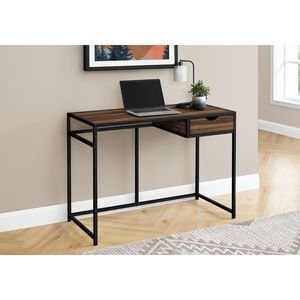 Scrivania Moderna Contemporanea da 42 Pollici per Ufficio Domestico, Laminato Marrone con Cassetto in Metallo Nero - Product Image 5