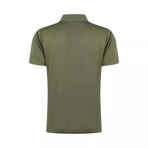Polo de Manga Corta para Hombre, Color Verde Oliva, Cierre de Cremallera, Tejido de Punto, Secado Rápido, Color Sólido, Corte Regular, OEM ODM - Product Image 2