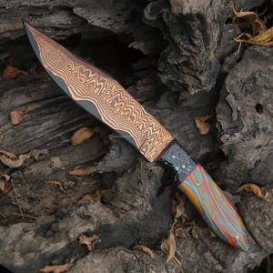 Cuchillo de caza de acero de Damasco de cobre con mango multicolor Hoja de calidad premium para aventuras al aire libre Cuchillos de espiga completa - Product Image 2