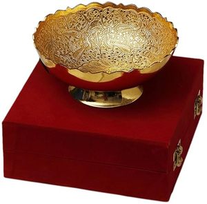 Bol en métal sculpté oriental fait à la main, or et rouge, pour cadeaux de mariage, bols décoratifs - Product Image 3