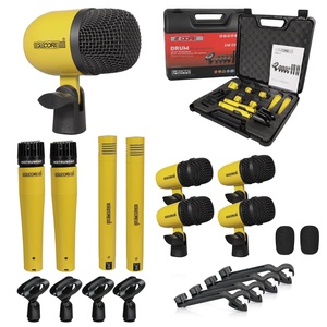 Kit de Micrófonos de Batería de 5 Núcleos, 9 Piezas, Micrófonos de Batería Totalmente Metálicos, Tom/Snare y Platillos, Juego de Micrófonos con Cable para Instrumentos de Percusión - Product Image 1