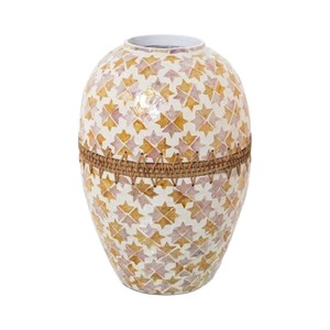 Luxury Mother of Pearl Inlay Vase with Elegant Gold <b>Leaf</b> Pattern - Product Image 2
