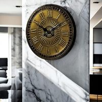 Décoration murale artisanale vintage en bois avec incrustation en laiton, motif soleil, pour la maison