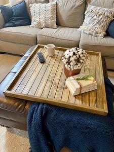 Modern <b>Walnut</b> Wood Tray Ottoman tray oversized tray coffee <b>table</b> tray tea tray catch all tray living room tray home decor - Product Image 3