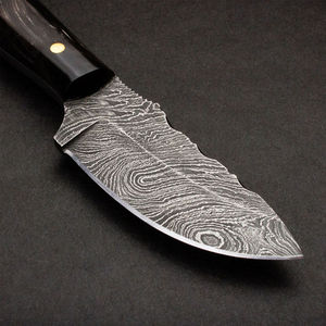 Cuchillo de acero de Damasco hecho a mano con mango de madera para uso en exteriores y camping, herramientas de supervivencia, cuchillos de caza. - Product Image 5