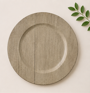 Assiettes de Présentation en Bois Rondes Rustiques Effet Grain de Bois pour Mariages, Événements et Décoration de Table d'Hôtel (Vente en Gros) - Product Image 1