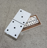 Jeu de dominos double six en résine de luxe, fait main, avec boîte de rangement ivoire, jeu de table moderne haut de gamme, cadeau pour adultes, famille et voyages