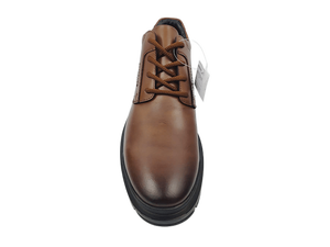Botas de Tobillo con Cordones de Cuero Genuino Marrón, Punta Redonda, Suela de Goma, Entresuela de EVA, Antideslizantes, para Todas las Temporadas - Product Image 1
