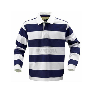 Men's Long Sleeve Striped Rugby <b>Shirt</b> Turn-Down Collar Full Sleeve Regular Fit Cotton <b>Polyester</b> Blend All Seasons Sports Apparel - Product Image 3