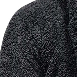 Chaqueta de Forro Polar Negra para Hombre, Cuello Chal, Corte Regular, Cierre de Botones, Abrigo Casual de Invierno, 100% Poliéster - Product Image 2