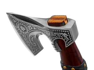 New Vikings Axe Best Gift Medieval Viking Axe Hand Forged High Carbon Steel Ash Wood Handle Luxury Hatchet Full Leather <b>Wrapped</b> - Product Image 4