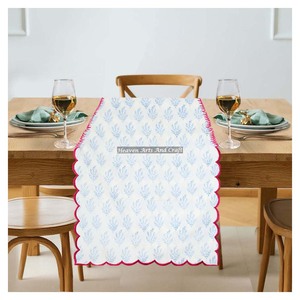 Bulk Selling Pure Cotton Hand Block Print Embroidery Edge Washable <b>Table</b> <b>Runner</b> Indian Bohemian Style Restaurant <b>Wedding</b> Home - Product Image 3