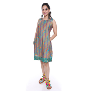 New Fashion Designer Printed Fancy Indian Sari Silk <b>Spaghetti</b> <b>Strap</b> Eco-Friendly Summer Tunics - Product Image 1