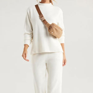 Polyester/Cotton Crew Neck Winter Streetwear <b>Drop</b> Shoulder Discharge Printed Fleece Pullover Sweatshirt for Women - Product Image 6