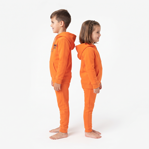 Conjunto Deportivo de Otoño-Primavera para Niños, Sudadera con Media Cremallera y Pantalones Jogger Color Naranja Sólido, Conjunto Casual de Dos Piezas con Capucha - Product Image 4