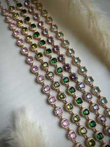 Collares de lujo chapados en oro, collar llamativo con piedras de circonia cúbica multicolor para mujer, joyería de fiesta - Product Image 6