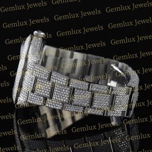 Diseño de moda Dial romano Fecha automática Full White Iced Out D VVS Moissanite Diamond Hip Hop Reloj para hombres - Product Image 5
