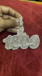 Colgante personalizado con logo y letra inicial, con incrustaciones de diamantes, pasa la prueba del diamante, plata 925, estilo hip hop, con letras y números, para hombre. - Product Image 3