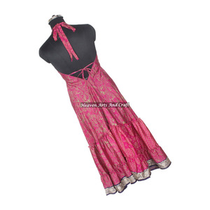 Compre en Línea Directamente del Fabricante: Vestido de Seda Sari Indio para Mujer, Elegante Vestido de Noche sin Mangas para Damas - Product Image 2