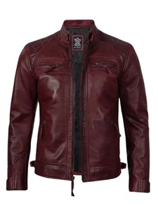 เสื้อแจ็คเก็ตบุผ้านวมสีแดงเลือดหมูสำหรับผู้ชาย - Product Image 1