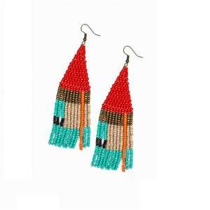 Pendientes Clásicos de Moda Hechos a Mano de Algodón Ligero con Diseño de Mariposa, Bordados con Cuentas de Semillas, Forma de Torre, Colores Personalizados, Estilo 52 - Product Image 1