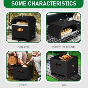 Forno per Pizza esterno a legna 4 in 1 staccabile a 2 strati con griglia da cucina e pietra per Pizza - Product Image 6