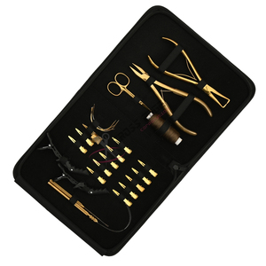 Gold Hair Extension <b>Tool</b> Set with 7 Inch Hair Extension Pliers Flat Crimping & Remover Plier Loop <b>Hook</b> <b>Tool</b> Big Styling Clip Set - Product Image 1